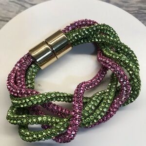 Elegant Green and Pink Bling Bracelet